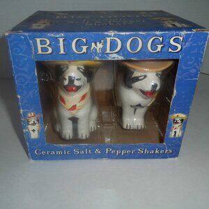 Big Dogs Ceramic Salt & Pepper Shakers, New In The Box